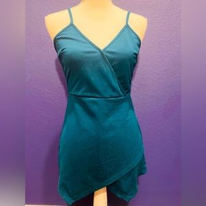 Plunging neckline asymmetrical romper